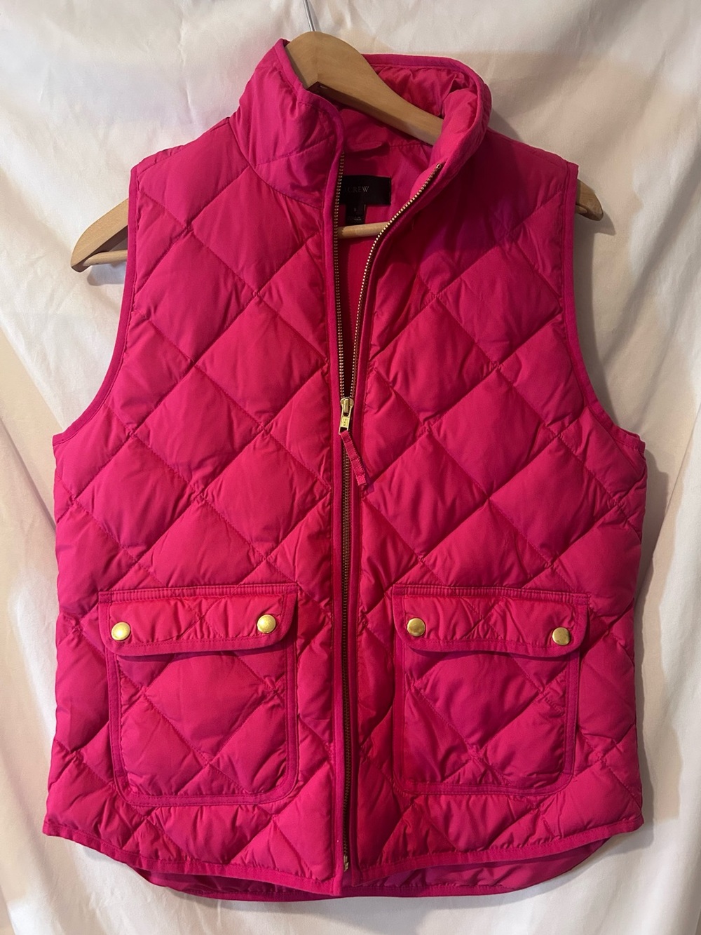 J. Crew Excursion Quilted Puffer Vest Hot Pink Diamond Stitching Size S